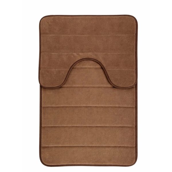 Covorase de Baie, 80x50 cm / 50x40 cm, Maro, Antiderapant, Absorbant, Set 2 bucati