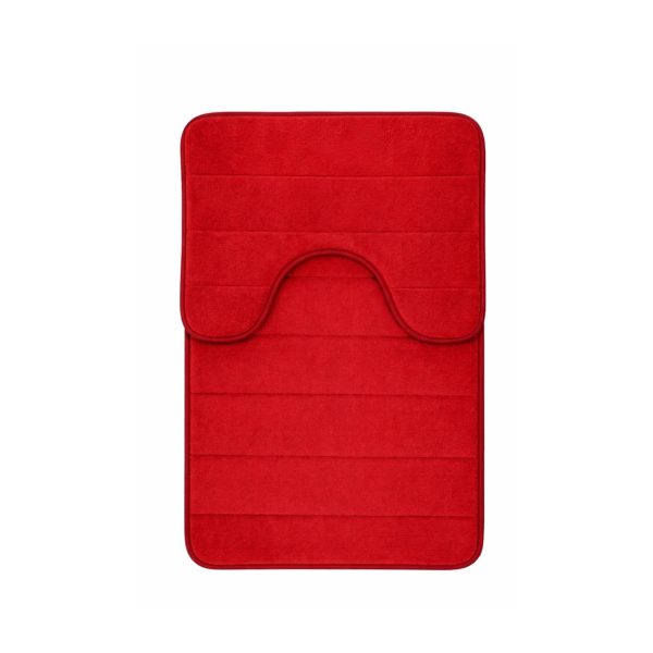 Covorase de Baie, 80x50 cm / 50x40 cm, Rosu, Antiderapant, Absorbant, Set 2 bucati