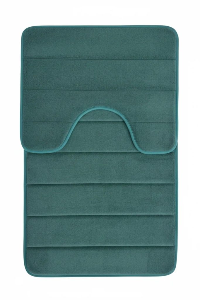 Covorase de Baie, 80x50 cm / 50x40 cm, Verde, Antiderapant, Absorbant, Set 2 bucati