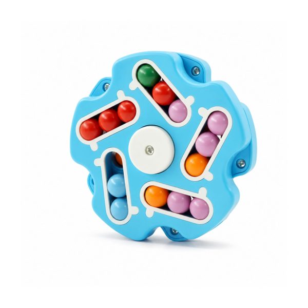 Jucarie Senzoriala Interactiva Antistres, Flippy, Tip Magic Bean Spinner, Model Stea, cu Bile Glisante, Rotire 360° si Antrenare a Indemanarii, pentru Copii si Adulti, Albastru