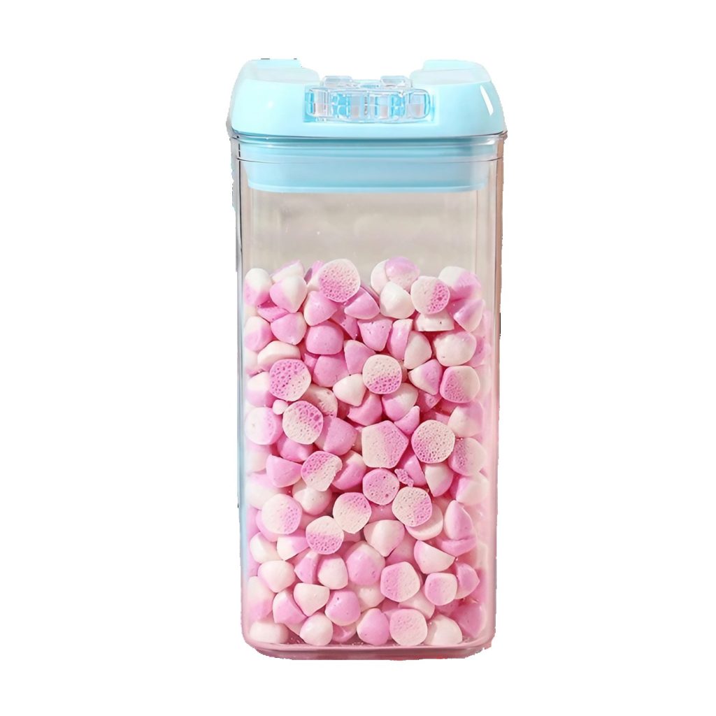 Cutie de Depozitare Alimente, Flippy, 1.2L, Capac Albastru, din PP+PET, Inchidere Ermetica, 10 x 10 x 20.5 cm, Transparent