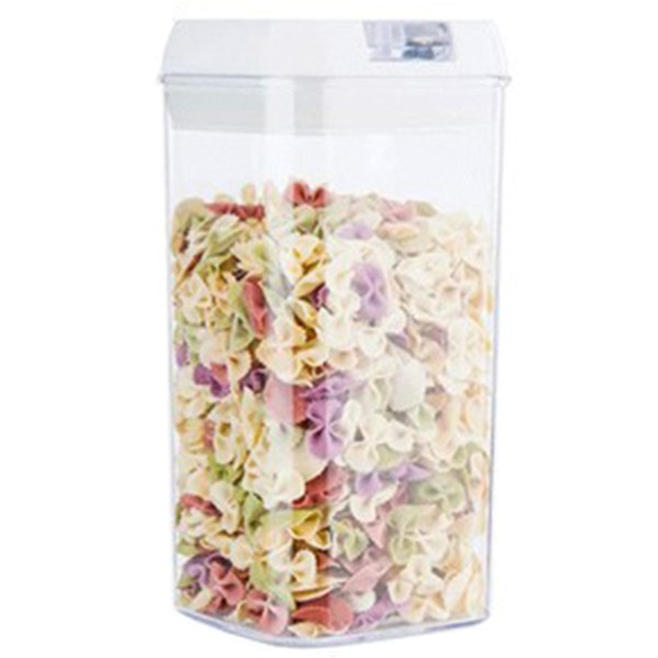 Cutie de Depozitare Alimente, Flippy, Cutie de Depozitare tip Container pentru Bucatarie, cu Capac, Inchidere Ermetica, Cutie pentru Cereale, 20.5 x 10 x 10 cm, volum 1.2 L, Alb