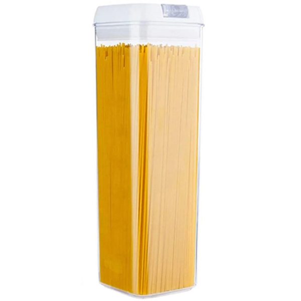 Cutie de Depozitare Alimente, Flippy, Cutie de Depozitare tip Container pentru Bucatarie, cu Capac, Inchidere Ermetica, Cutie pentru Cereale, 30.5 x 10 x 10 cm, volum 1.9 L, Alb
