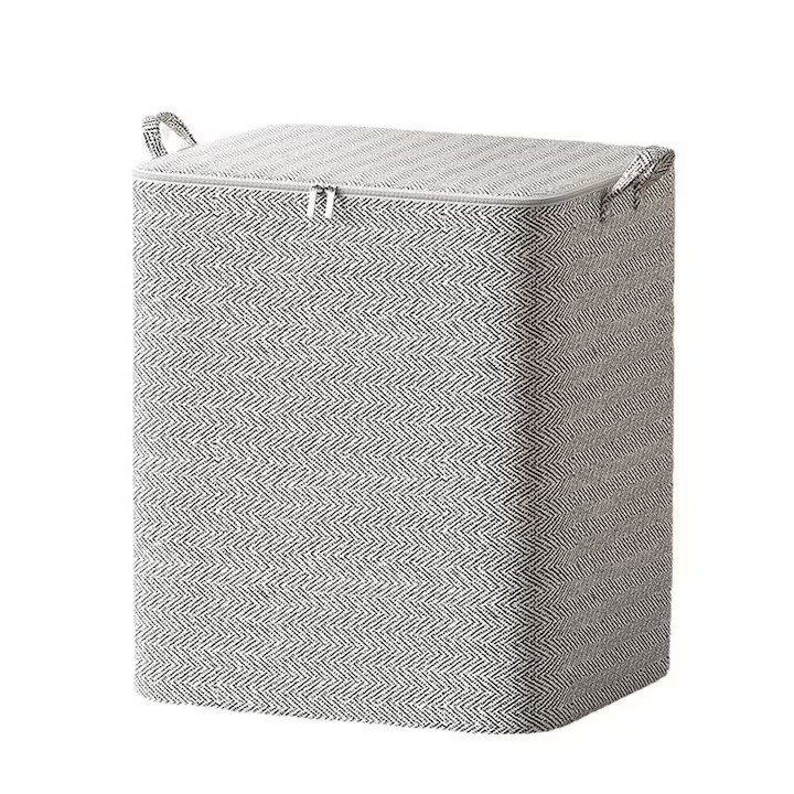 Cutie de Depozitare cu Fermoar, Flippy, Pliabila, Maner Ranforsat, Fermoar Rezistent, pentru Haine, Paturi, Plapumi, Perne, Lenjerii de Pat, Jucarii, 61x50x71 cm, 210 Litri, Gri