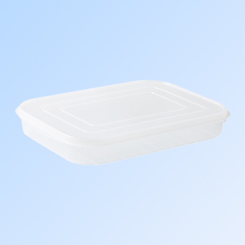 Cutie de depozitare de uz casnic, Flippy, Caserola pentru Frigider, Rezistenta la umiditate, Rezervor Sigilat pentru Depozitare Alimentara, 24.5 x 18.5 x 3.5cm, Alb Transparent
