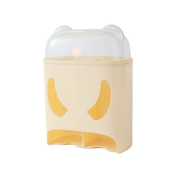 Cutie de Depozitare, Flippy, Montare Perete, Adeziv, Fara Perfoare, din ABS, Model Urs, 18 x 11 x 25 cm, Crem