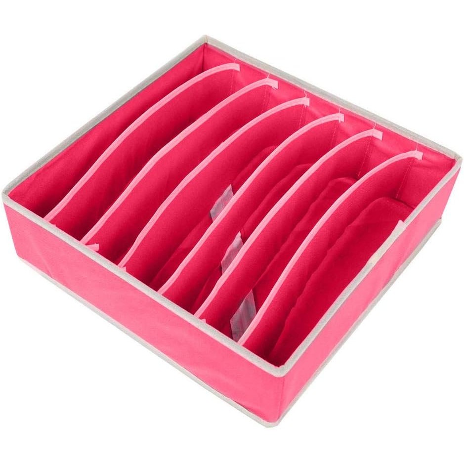 Cutie De Depozitare, Flippy, Pentru Lenjerie, Sosete Si Sutiene, Material Textil, 7 Compartimente, 32 x 32 x 10 cm, Culoare Roz