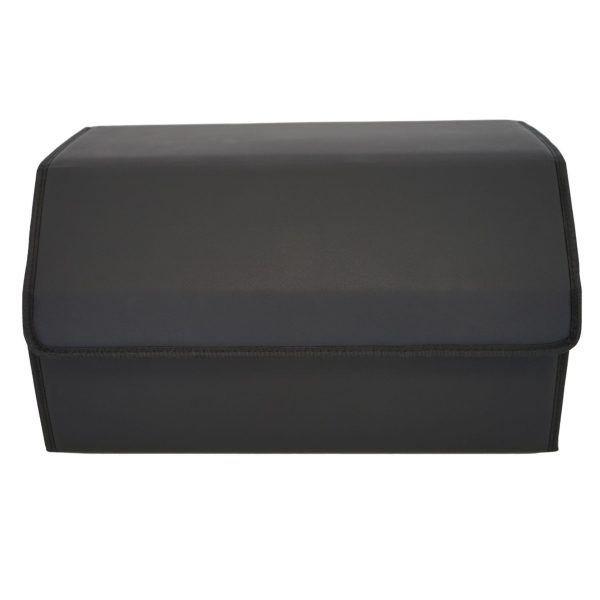 Cutie de Depozitare Auto, Flippy, Geanta Multifunctionala  din Piele Ecologica, Organizator Premium Portbagaj, 2 Compartimente Depozitare, Pliabil  si Rezistent la Uzura, Negru, 55 x 30 x 30cm