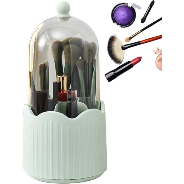 Organizator Rotativ pentru Depozitarea Pensulelor de Machiaj si Cosmeticelor, Flippy, Plastic, 36 cm x 13 cm, Verde Menta
