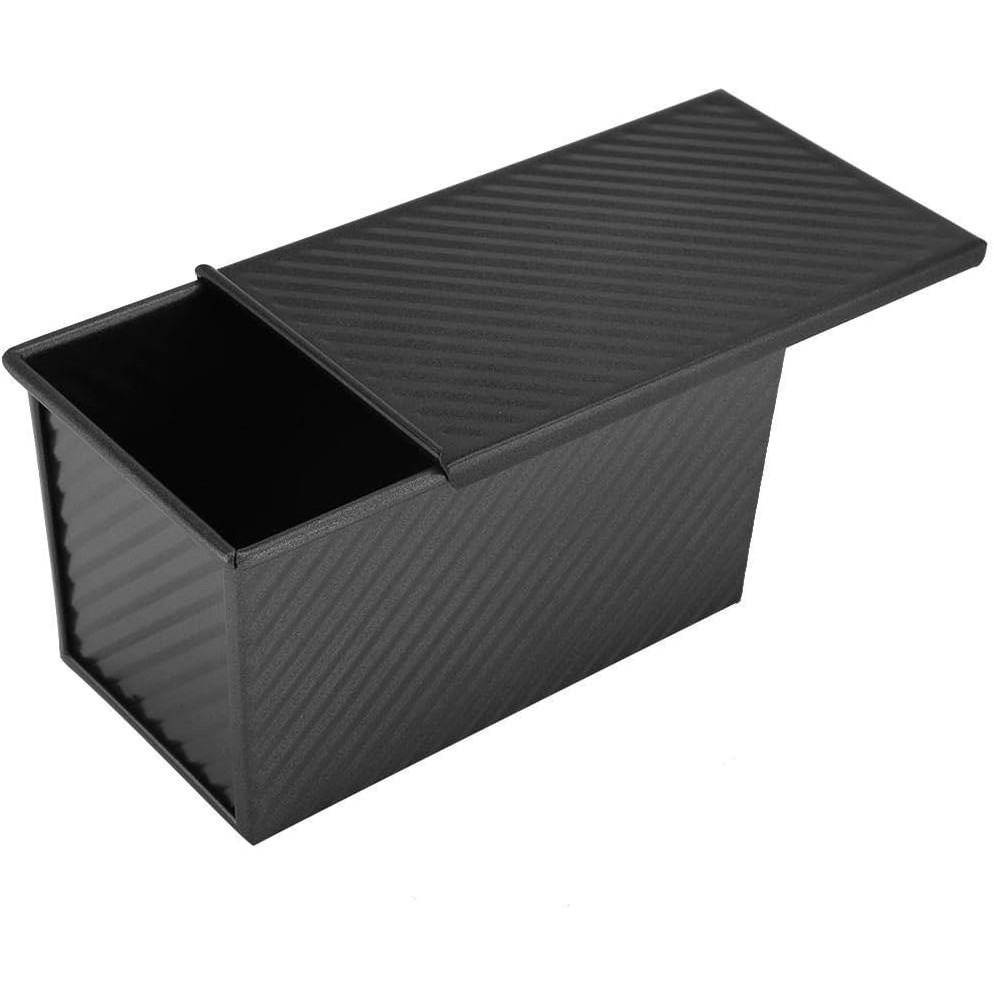 Tava pentru Paine, Flippy, din Otel Carbon, 450 g, cu Capac, Antiaderenta, 21 x 11 x 11.5 cm, Negru