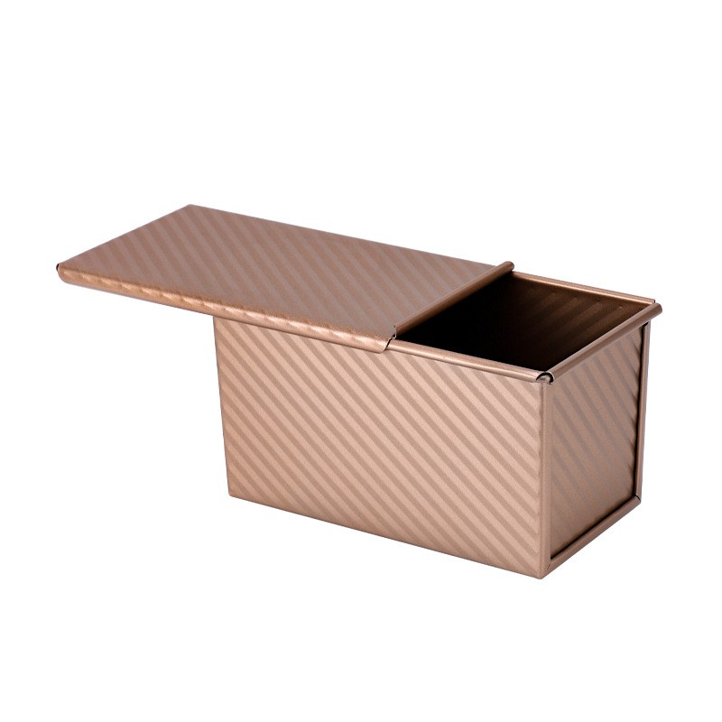 Tava pentru Paine, Flippy, din Otel Carbon, 450 g, cu Capac, Antiaderenta, 21 x 11 x 11.5 cm, Roz Auriu