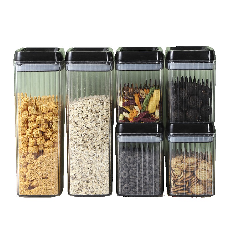 Set 6 Recipiente din Plastic, Flippy, pentru Alimente/Obiecte, Inchidere Ermetica, Textura Ondulata, 4 x 1.5l, 2 x 3.3l, Transparent