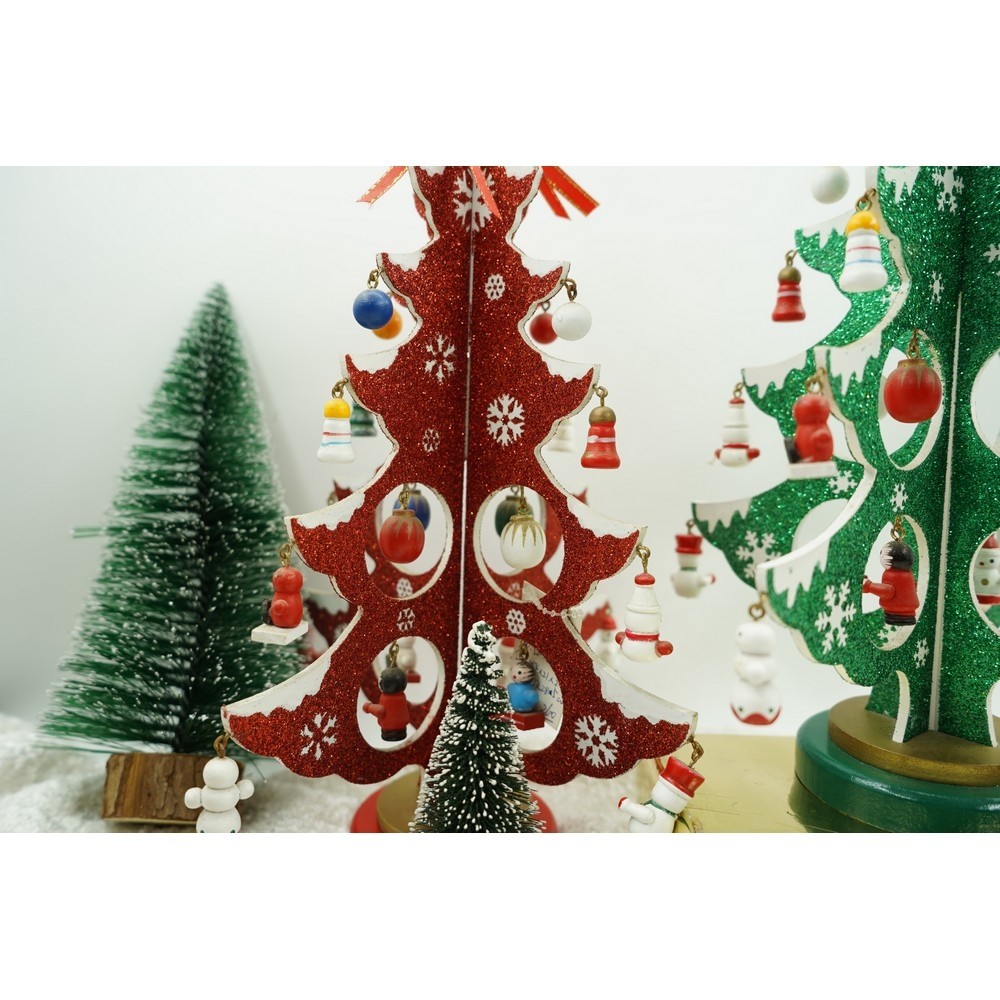 Decoratiune Craciun, Brad, Rosu/Alb, 8 cavitati cu ornamente, 18.5 cm x 33 cm, Lemn, Flippy - Image 8