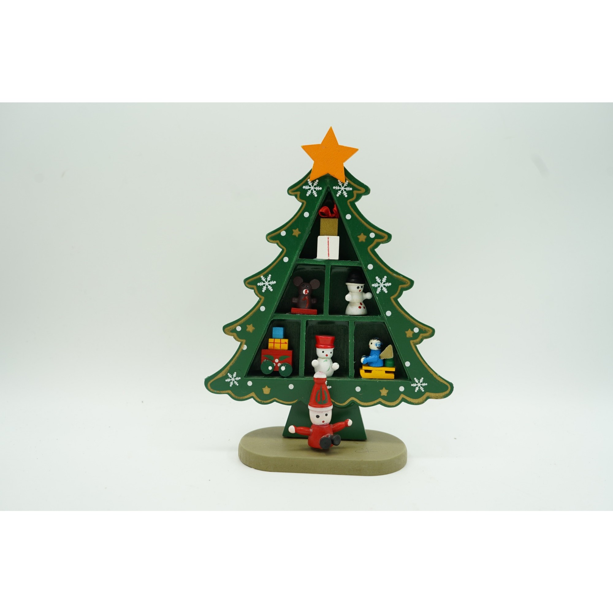 Decoratiune Craciun, Brad, Verde, 3 randuri cu ornamente, 12 cm x 18 cm, Lemn, Flippy - Image 2