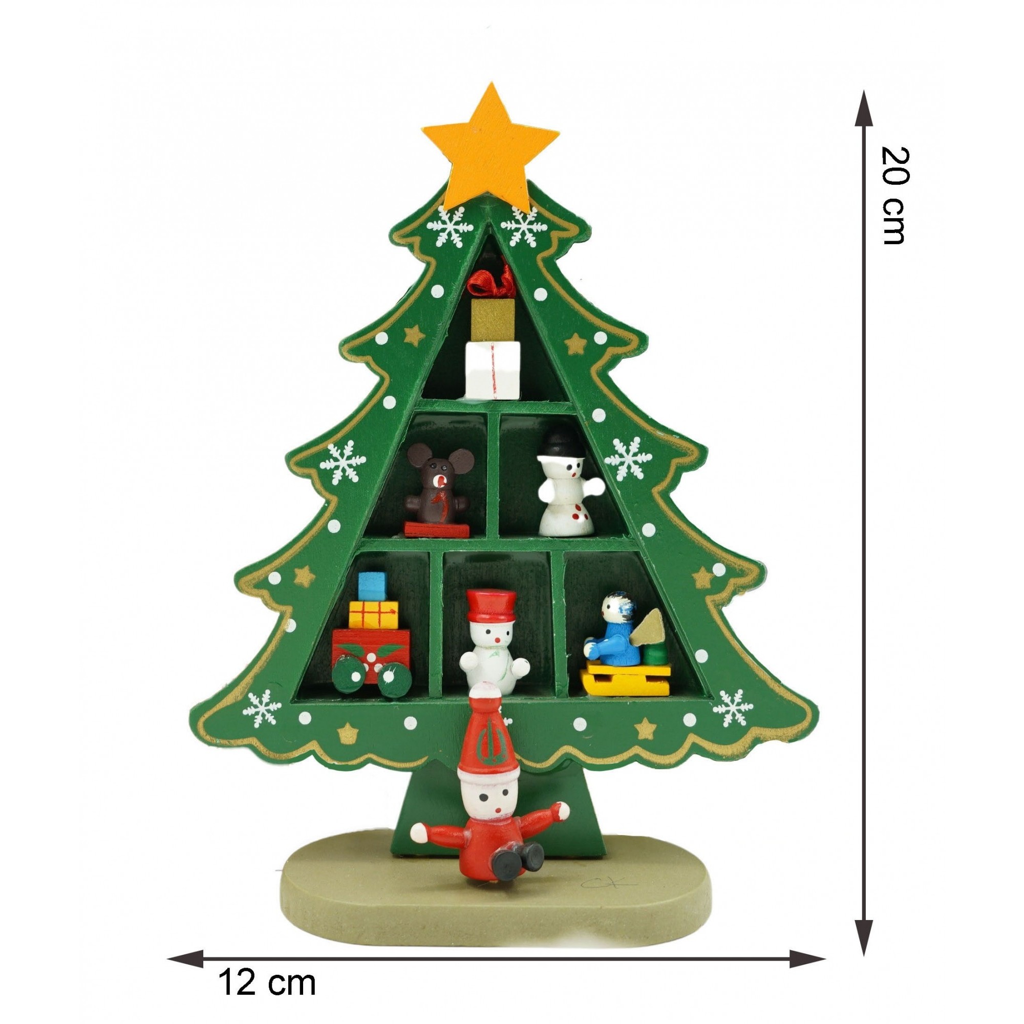 Decoratiune Craciun, Brad, Verde, 3 randuri cu ornamente, 12 cm x 18 cm, Lemn, Flippy - Image 5