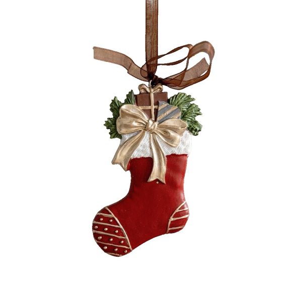 Decoratiune de Craciun, Flippy, pentru Brad, Model Soseta, 10 x 6 cm, din Rasina, Multicolor