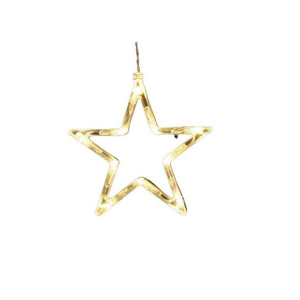 Decoratiune de Craciun Luminoasa in forma de Stea 19x18 cm, cu Ventuza, Alb Cald, Flippy