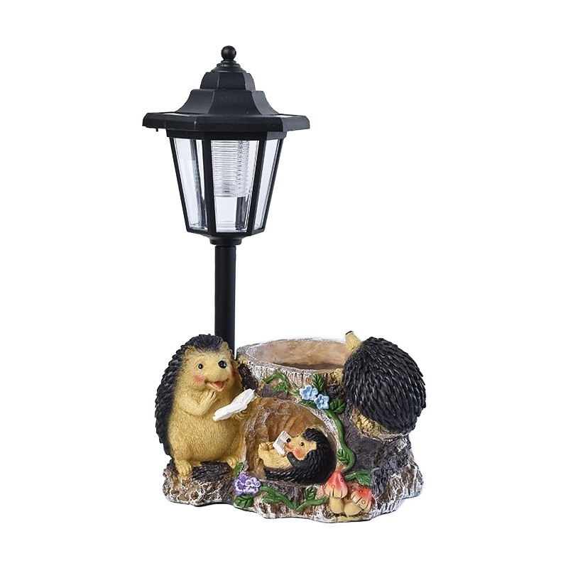 Lampa Solara Decorativa pentru Gradina, Flippy, Decoratiune pentru Gradina cu Lumini LED, Dimensiuni aprox 33 x 22 x 15.5 cm, Incarcare solara, Model 3 Arici, Negru