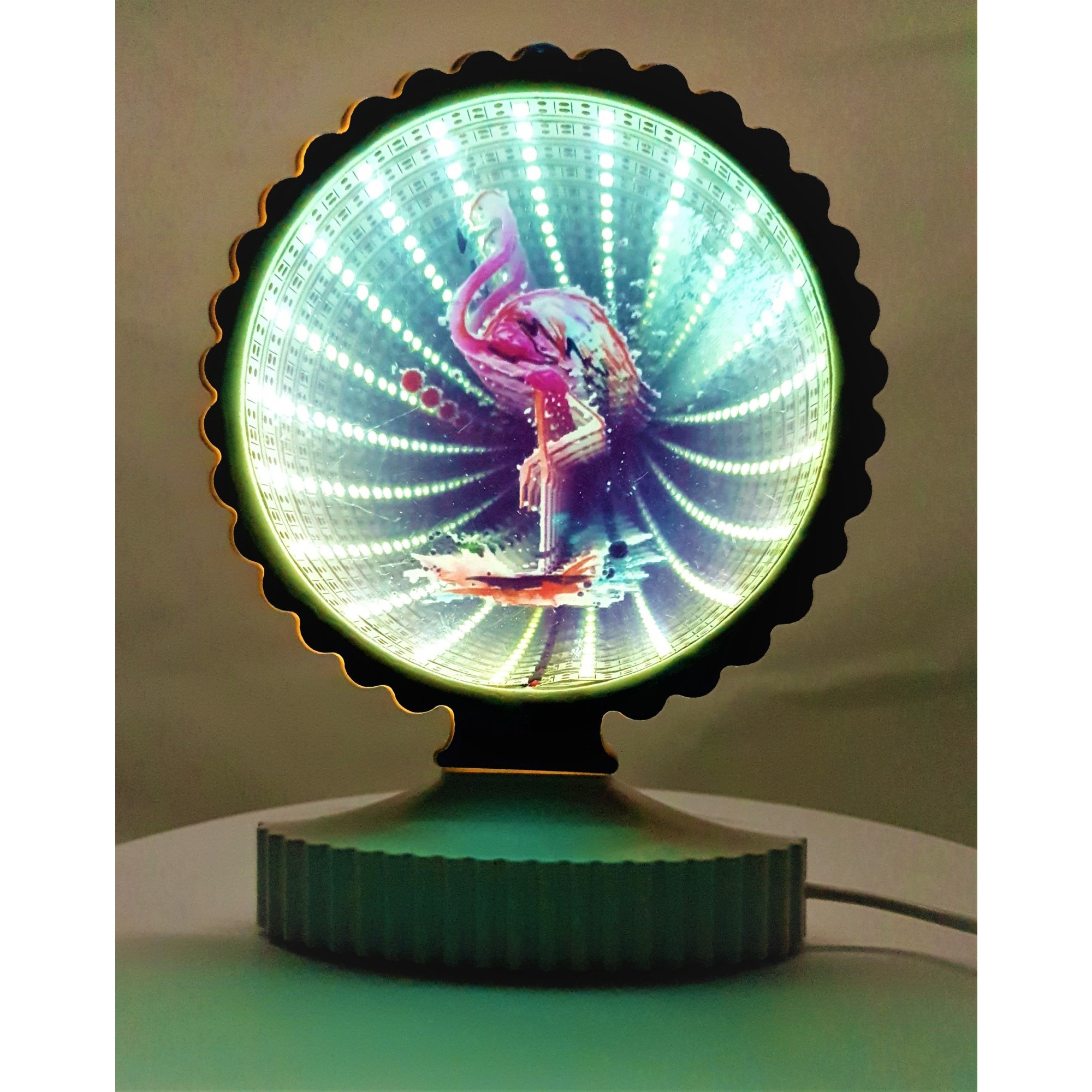 Decoratiune Luminoasa, Flippy, cu Cablu USB, Model Flamingo, Alb Rece, 17 cm
