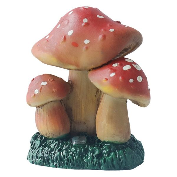 Decoratiune Ornament pentru Ghiveci, Flippy, Decoratiune pentru Gradina, Model 1 Ciuperci Rosii cu Buline Albe, 3.1 x 4 cm, Rosu