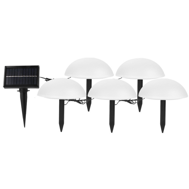Decoratiune pentru gradina, lampi solare in forma de ciuperca, 5 ciuperci, alb rece - Image 2