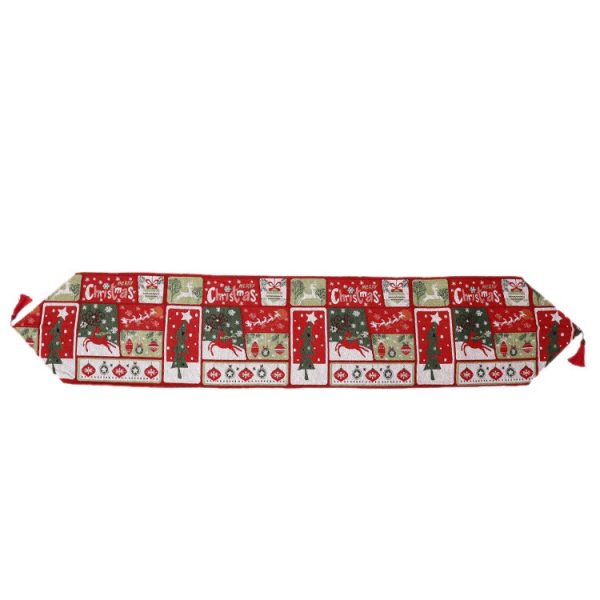 Napron Decorativ pentru Masa, Flippy, Model Merry Christmas, Tematica Craciun, 35 x 180 cm, Rosu/Verde