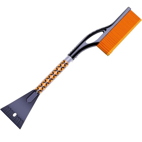 Perie de Zapada cu Racleta pentru Masina, Flippy, Multifunctionala, Demontabila, cu Maner Antiderapant, Aluminiu, Plastic, Fragmentarea Ghetii de pe Parbriz, Solutia pentru Iarna, pentru Dezghetare, 68x24x11.1 cm, Portocaliu