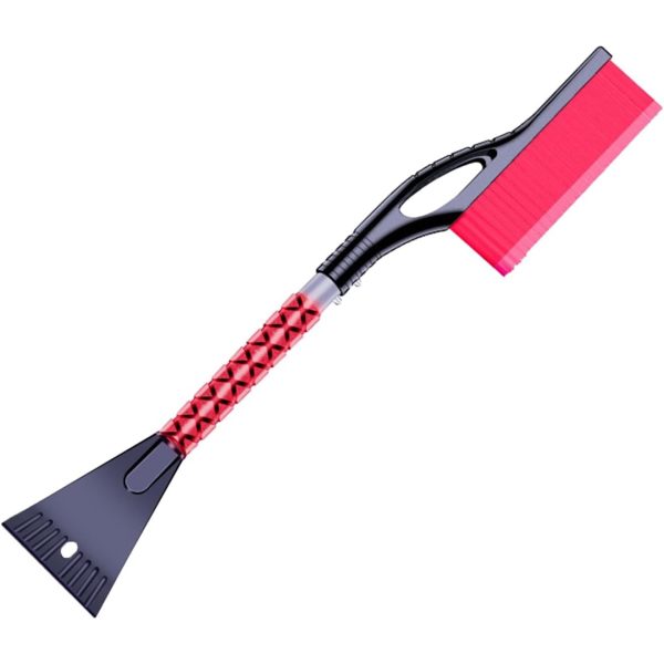 Perie de Zapada cu Racleta pentru Masina, Flippy, Multifunctionala, Demontabila, cu Maner Antiderapant, Aluminiu, Plastic, Fragmentarea Ghetii de pe Parbriz, Solutia pentru Iarna, pentru Dezghetare, 68x24x11.1 cm, Rosu