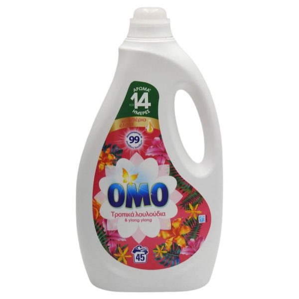 Detergent Lichid, Omo, 2.250 L Tropical Flowers 45 spalari