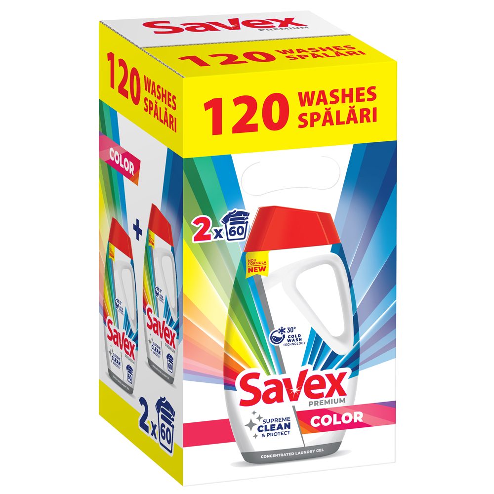 Detergent Lichid, Savex, 2 X 2.7 L Color 120 spalari