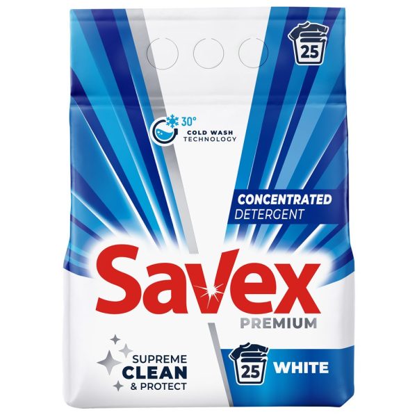Detergent pentru Rufe Automat, Savex, 2 kg 2in1 White 25 spalari