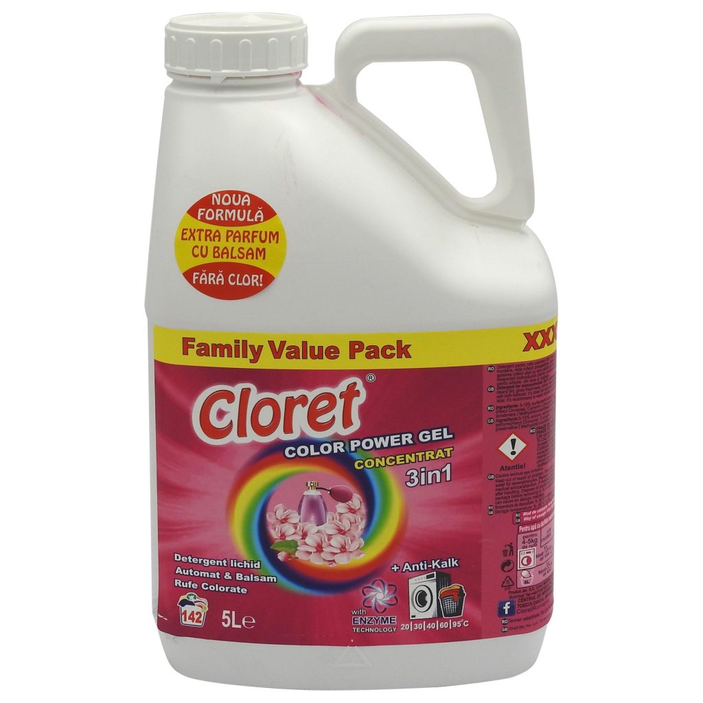 Detergent pentru Rufe, Cloret, 5 L 3in1 Color 142 spalari