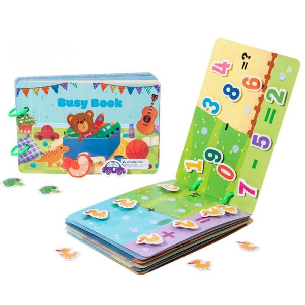 Carte Educativa cu Piese Reutilizabile, Flippy, Busy Book Montessori, 10 Pagini Interactive, Piese cu Scai, 30.5x21.7 cm, Multicolor
