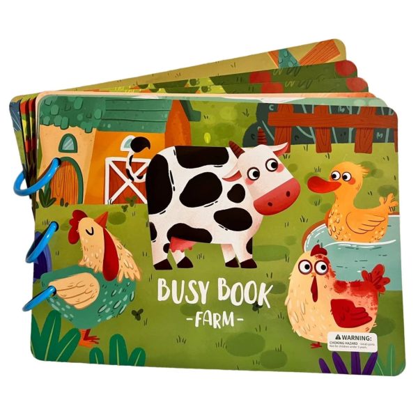 Carte Educativa cu Piese Reutilizabile, Flippy, Busy Book Montessori, Seria Viata la Ferma, 10 Pagini Interactive, Piese cu Scai, 30.5x21.7 cm, Multicolor