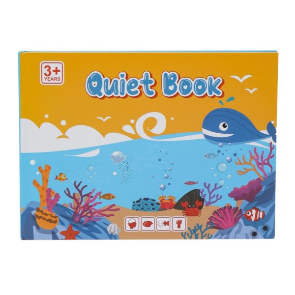 Carte Educativa cu Piese Reutilizabile, Flippy, Quiet Book Montessori, Seria Lumea Acvatica, 10 Pagini Interactive, Piese cu Scai, 28x20.5x1.8 cm, Multicolor