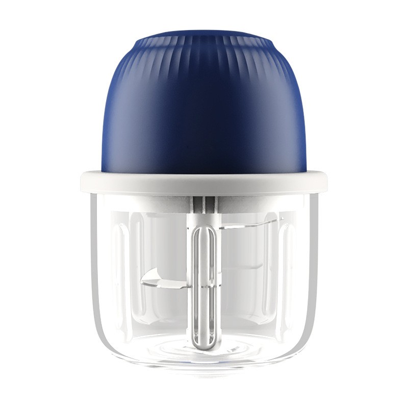 Tocator Electric pentru Bucatarie, Flippy, Model Presa Electrica pentru Legume Fructe Carne Umpluturi Sosuri, Otel Inoxidabil, 14 x 10.5 x 10.5 cm, 350 ml, Albastru Inchis