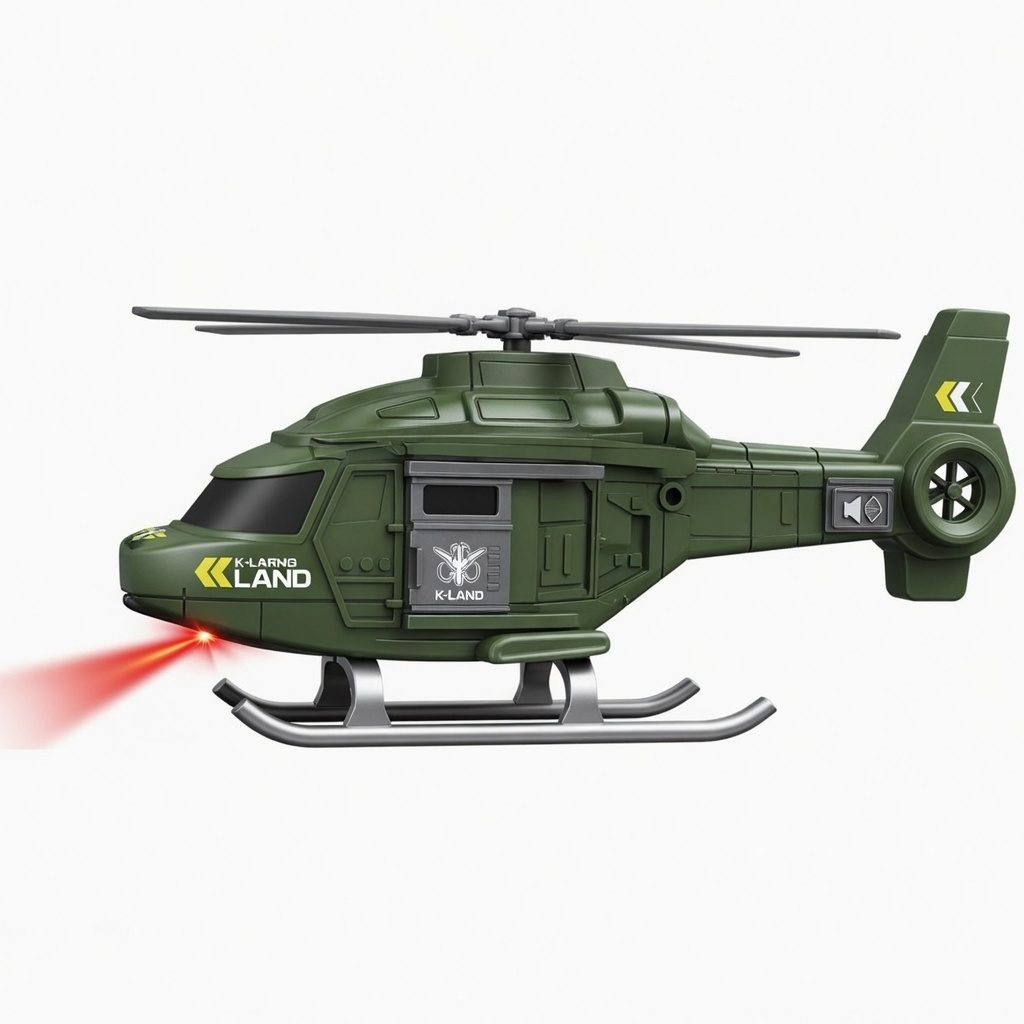 Elicopter Militar Cu Frictiune, Scara 1:20, Cu Lumini Si Sunete, Jucarie Interactiva Vehicul De Interventie, Elicopter De Armata Cu Elice Rotativa Si Design Realist, Efecte Luminoase Si Sonore, Aventura De Salvare, Pentru Copii 3+ Ani, Verde