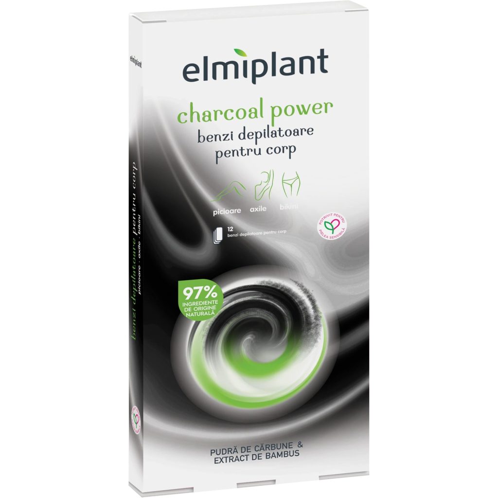 Elmiplant Benzi Depilatoare Corp 12 buc Pudra de Carbune si Extras de Bambus