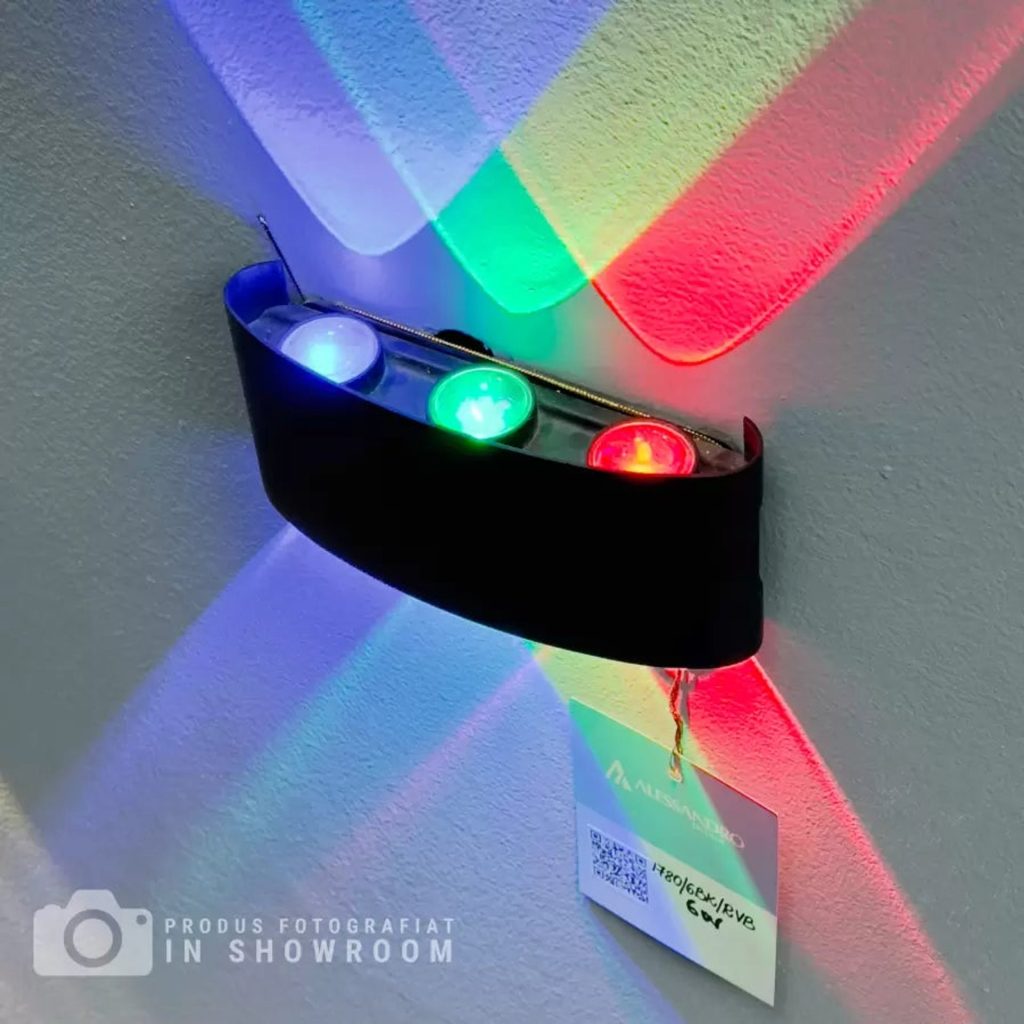Fantas Aplica LED RGB Interior/Exterior, 6 Surse x 1W, IP65, Negru, 3000K