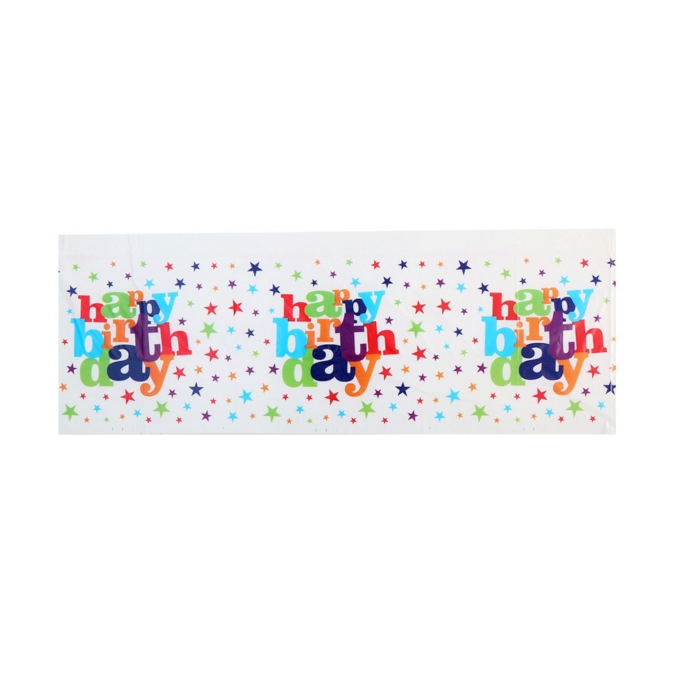 Fata de Masa Dreptunghiulara, Flippy, Colectia Happy Birthday, 180 x 108 cm, din Plastic PE, Impermeabila, Multicolor