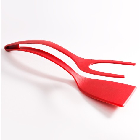 Spatula Multifunctionala tip Cleste, Flippy, Spatula Cleste pentru Gatit, Silicon PP, pentru Alimente, Carne, Paine, 31 x 8.5 cm Rosu