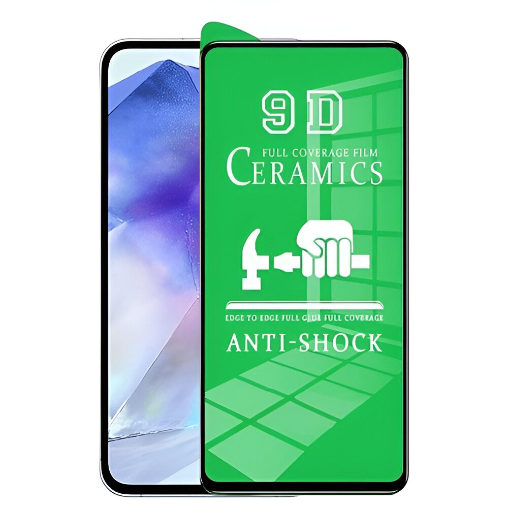 Folie de Protectie Ceramica, Flippy, Compatibila cu Samsung Galaxy A35 4G, A35 5G, Ceramics 9D, Antisoc, Margini Negre, Transparent