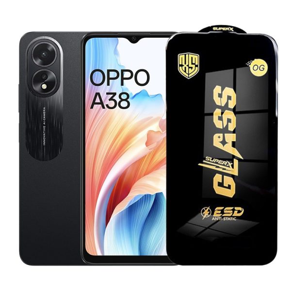 Folie de Protectie pentru Oppo A38, Flippy, Sticla Securizata ESD, Margini Negre, Rezistenta la Zgirieturi, Antistatica, 0.35 mm, Transparenta