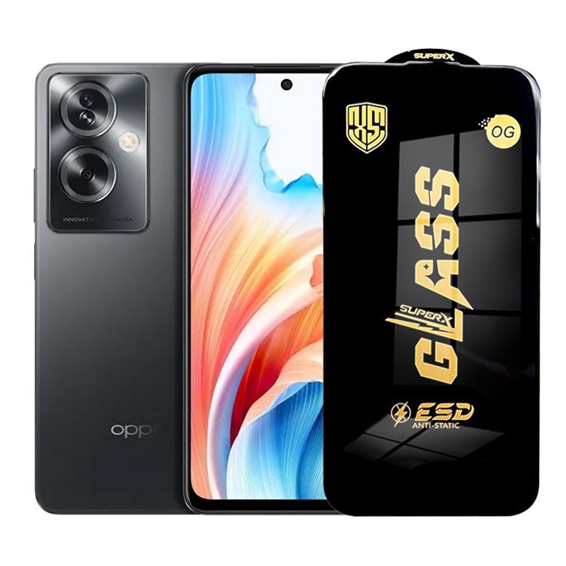 Folie de Protectie pentru Oppo A79, Flippy, Sticla Securizata ESD, Margini Negre, Rezistenta la Zgirieturi, Antistatica, 0.35 mm, Transparenta