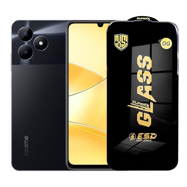 Folie de Protectie pentru Realme C51, Flippy, Sticla Securizata ESD, Margini Negre, Rezistenta la Zgirieturi, Antistatica, 0.35 mm, Transparenta