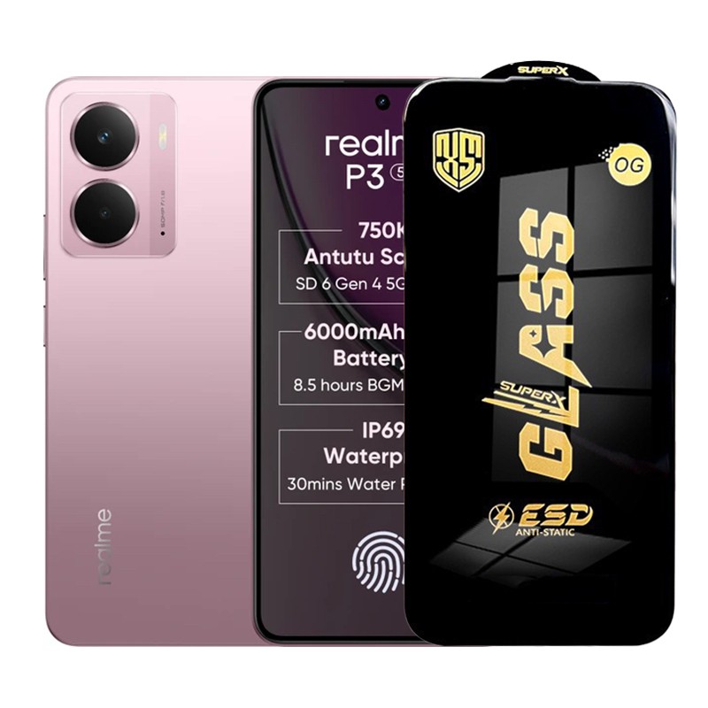 Folie de Protectie pentru Realme P3, Flippy, Sticla Securizata ESD, Margini Negre, Rezistenta la Zgirieturi, Antistatica, 0.35 mm, Transparenta