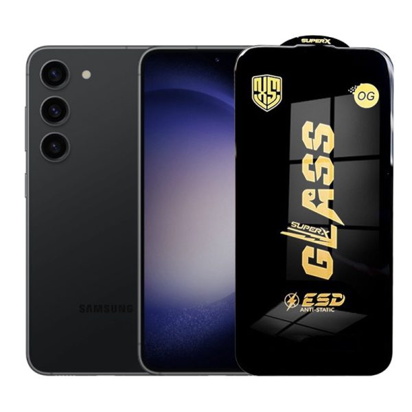 Folie de Protectie pentru Samsung Galaxy S23, Flippy, Sticla Securizata ESD, Margini Negre, Rezistenta la Zgirieturi, Antistatica, 0.35 mm, Transparenta