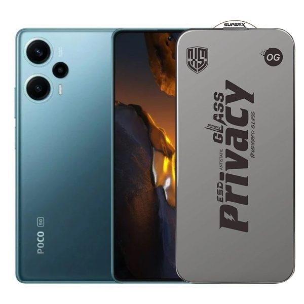 Folie de Protectie pentru Xiaomi Poco F5, Flippy, Sticla Securizata ESD Antistatica, Super-X Privacy OG, Margini Negre, 0.30 mm, Transparent Inchis