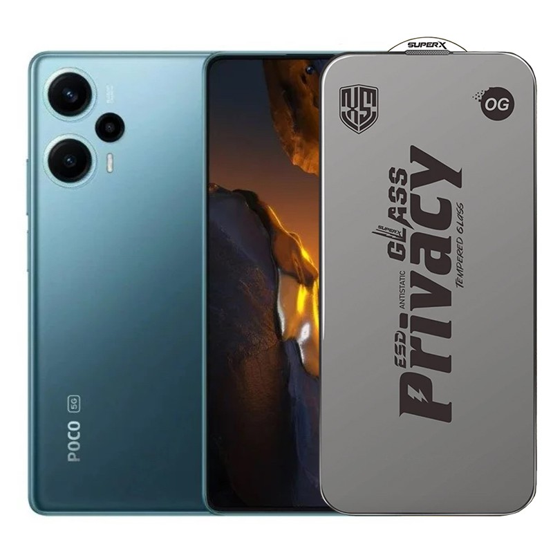 Folie de Protectie pentru Xiaomi Poco F5, Flippy, Sticla Securizata ESD Antistatica, Super-X Privacy OG, Margini Negre, 0.30 mm, Transparent Inchis