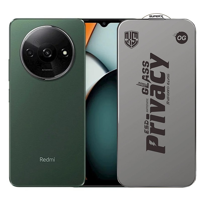 Folie de Protectie pentru Xiaomi Redmi A3, Flippy, Sticla Securizata ESD Antistatica, Super-X Privacy OG, Margini Negre, 0.30 mm, Transparent Inchis